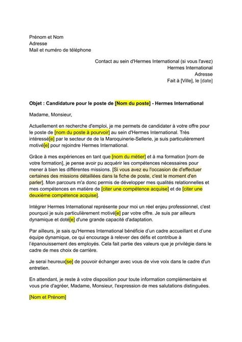 lettre de motivation pour travailler chez hermès